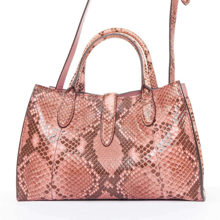 GUCCI 2014 Vintage Jackie Soft pink python leather silver piston crossbody bag