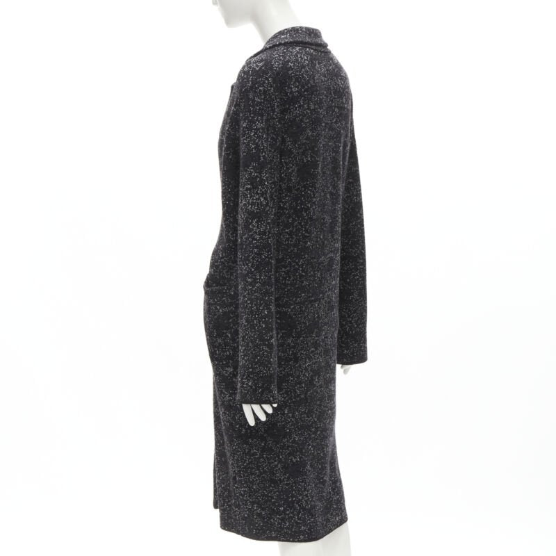 THEORY black grey speckle wool blend knitted robe coat S
