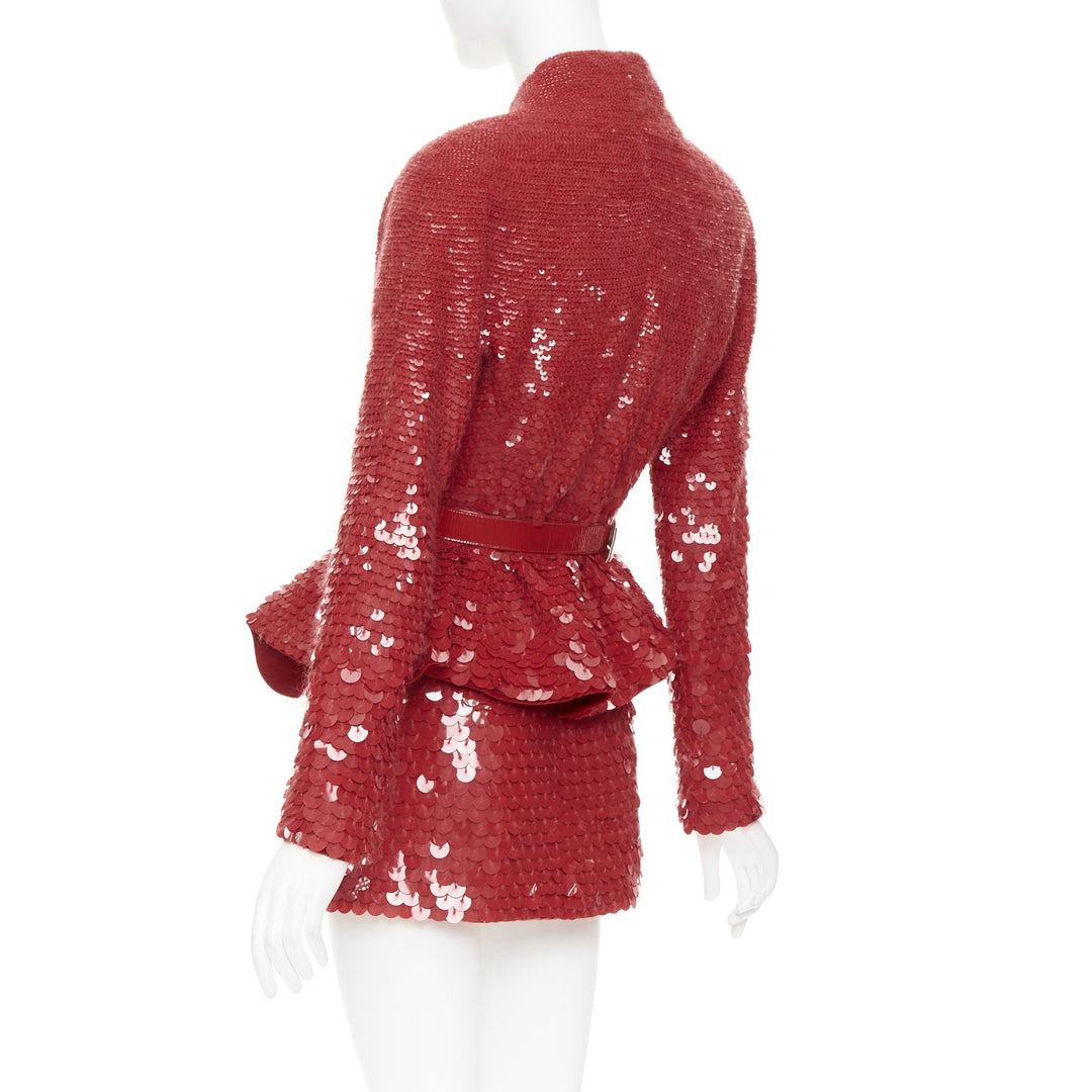 ALEXANDRE VAUTHIER COUTURE SS2022 Runway red gradient bead sequin peplum jacket