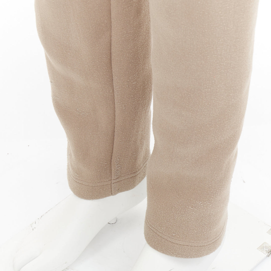 BOTTEGA VENETA beige contrast waistband elastic jogger pants IT48 M
