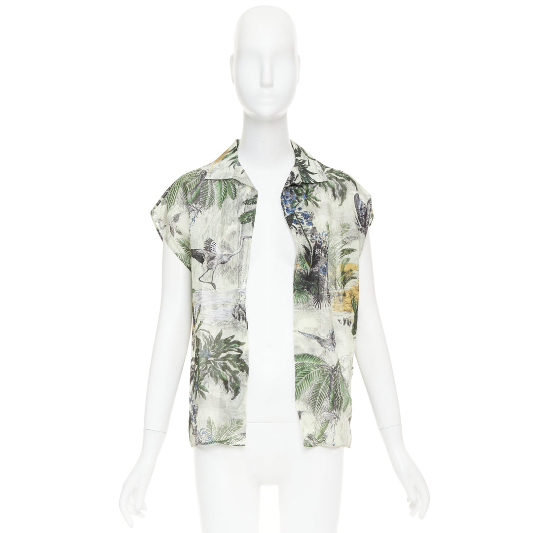 DIOR Dioriviera  Toile de Jouy Palms forest animal print cotton shirt FR36 S