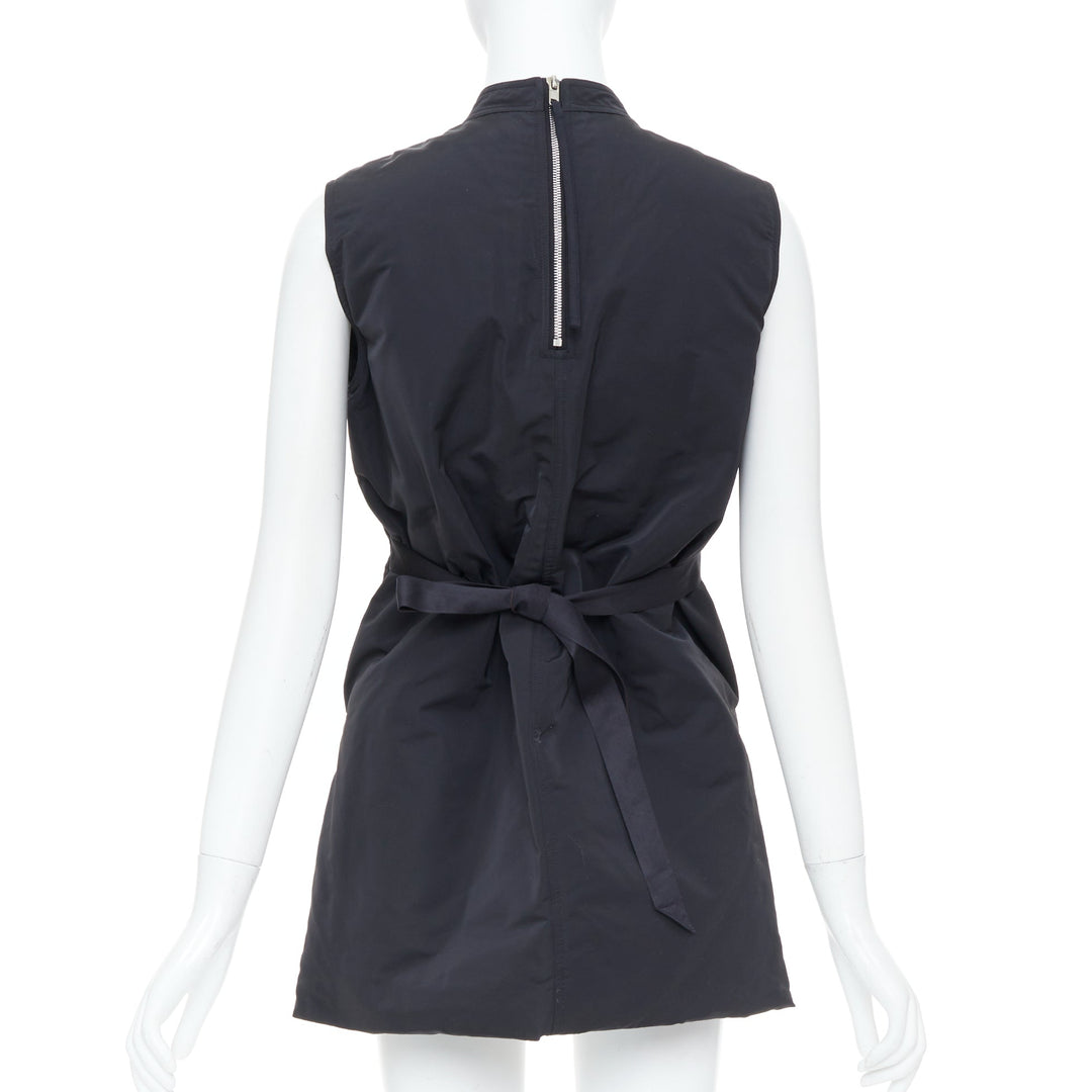 RICK OWENS black padded quilted high neck side slit casual tunic vest IT40 S