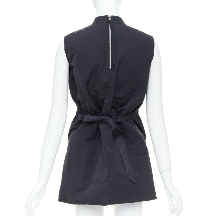 RICK OWENS black padded quilted high neck side slit casual tunic vest IT40 S