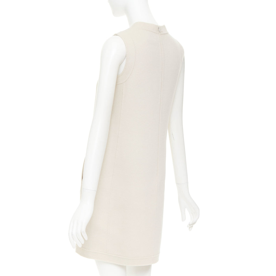 MAX MARA S' light grey virgin wool angora snap button collar dress IT34 XXS