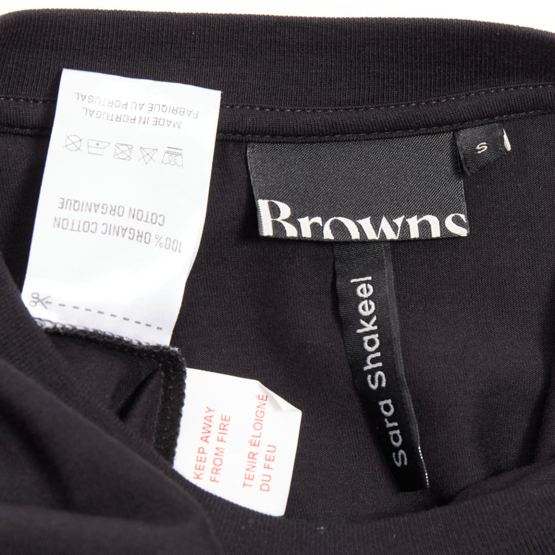 SARA SHAKEEL X BROWNS black cotton The Last Supper crystal dusted top S