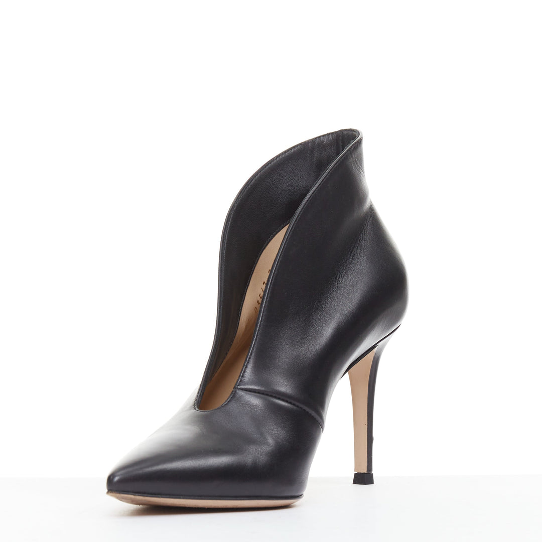 GIANVITO ROSSI Vania 85 black leather slit vamp heeled pumps EU36