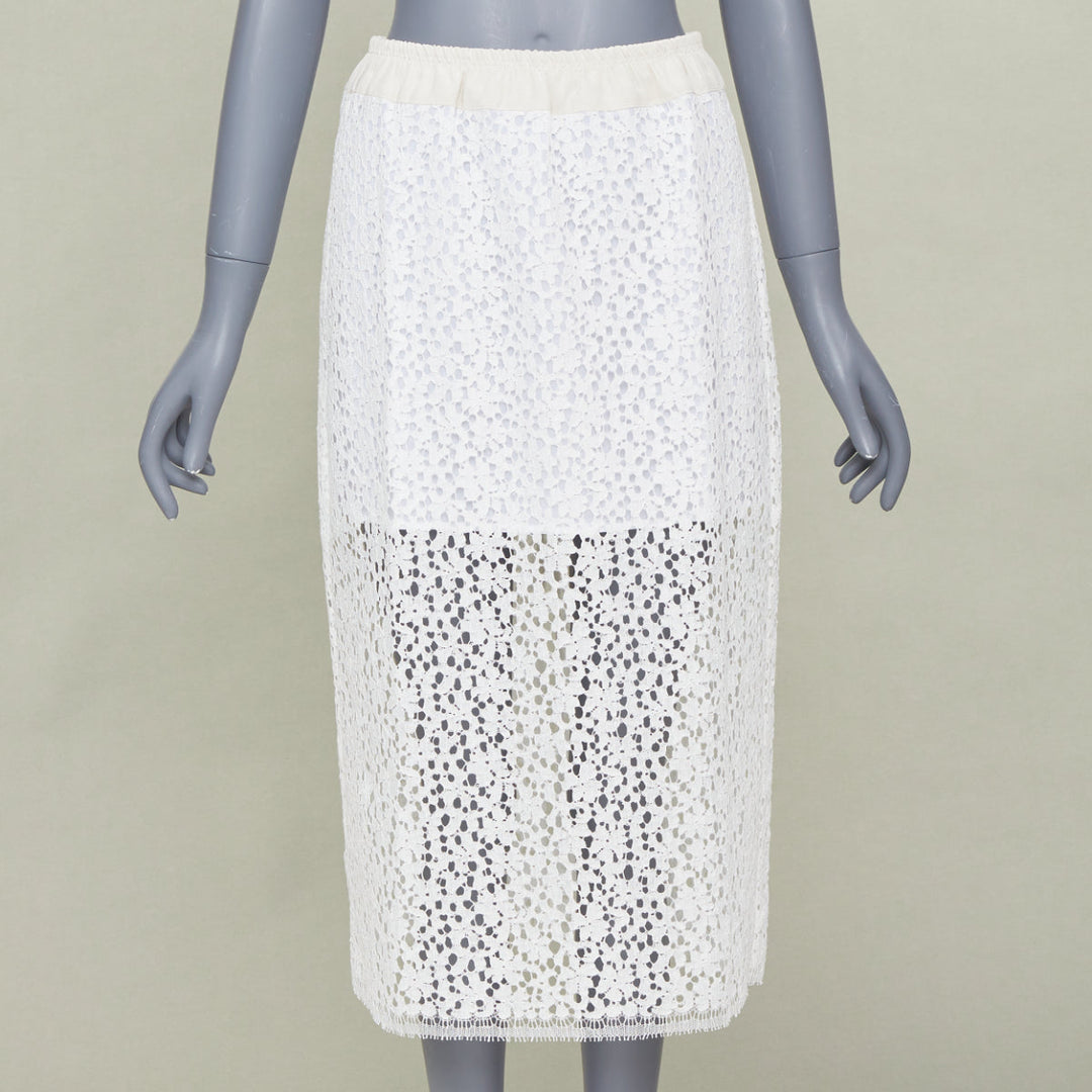 MARIA MCMANUS 2022 Organic Cotton Openwork Floral Lace elegant top skirt set XS