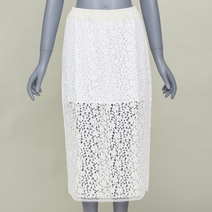 MARIA MCMANUS 2022 Organic Cotton Openwork Floral Lace elegant top skirt set XS