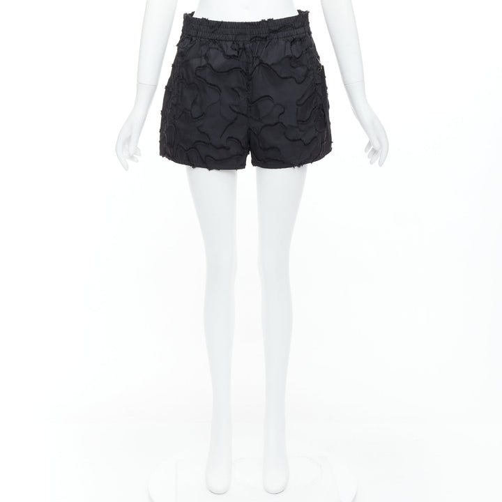 CHRISTIAN DIOR black camouflage patch applique logo shorts FR36 S