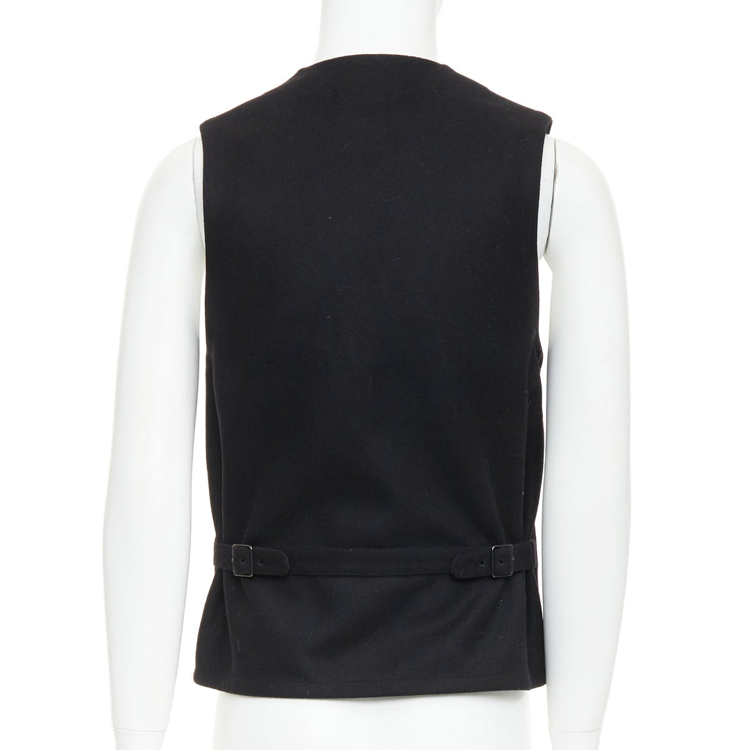 LEMAIRE black virgin wool felt horn buttons pocketed waist coat Sz.2 M