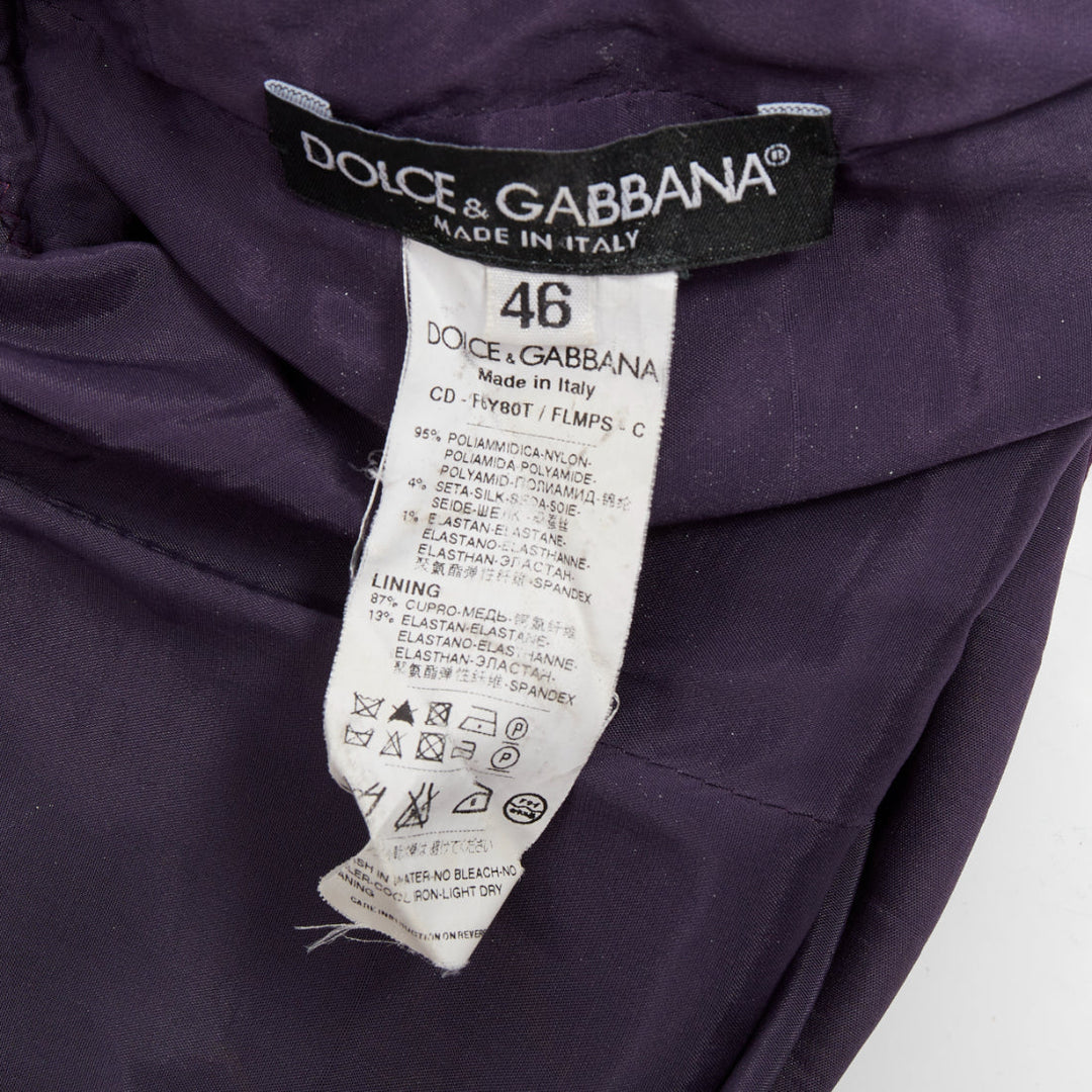 DOLCE GABBANA purple floral sheer lace overlay cocktail dress IT46 XL