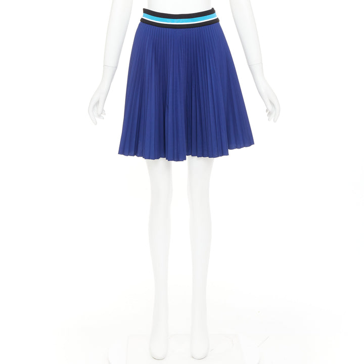 PRADA 2014 royal blue ribbed waistband accordion pleated tennis skirt IT38 XS