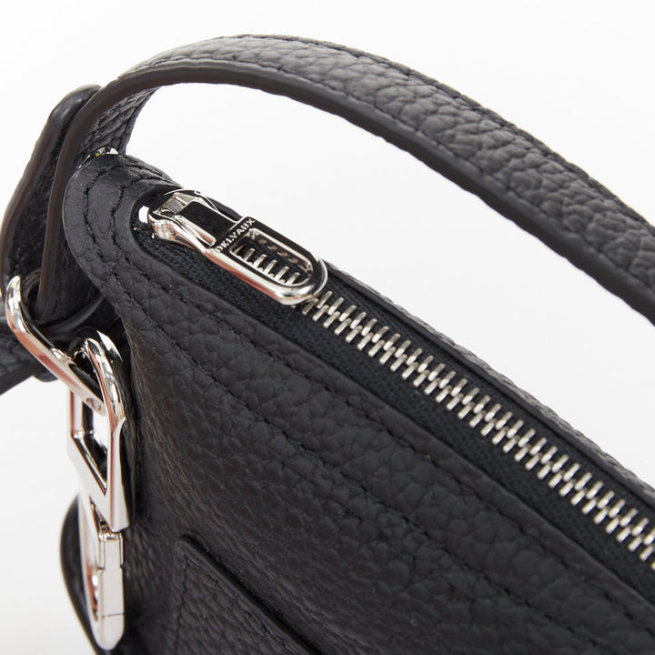 DELVAUX Pin Mini Bucket black taurillon soft leather silver hardware bag charm