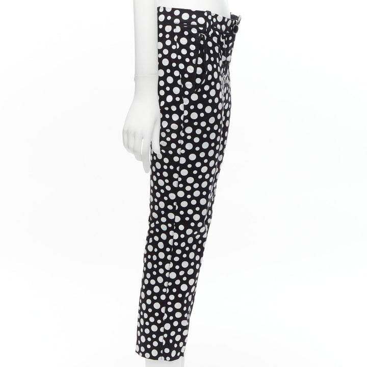LOUIS VUITTON Kusama 2012 Runway black white polka dots high waist pants FR34 XS