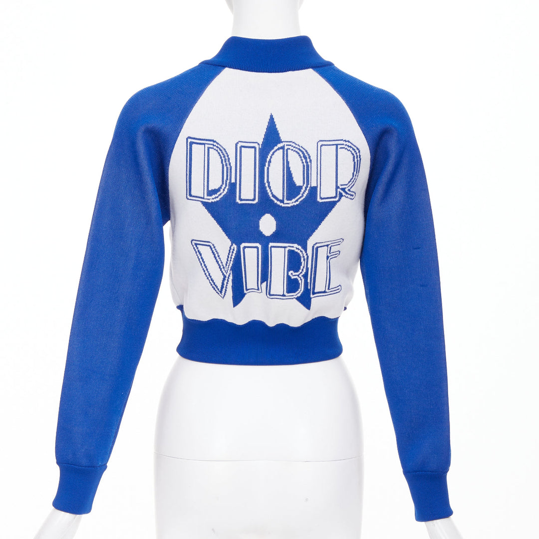 DIOR 2022 Vibe white electric blue big logo star back crop track jacket FR34 XS