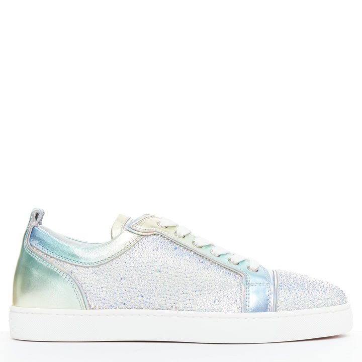 CHRISTIAN LOUBOUTIN Louis Junior Strass Flat Iridescent crystal low sneaker EU43