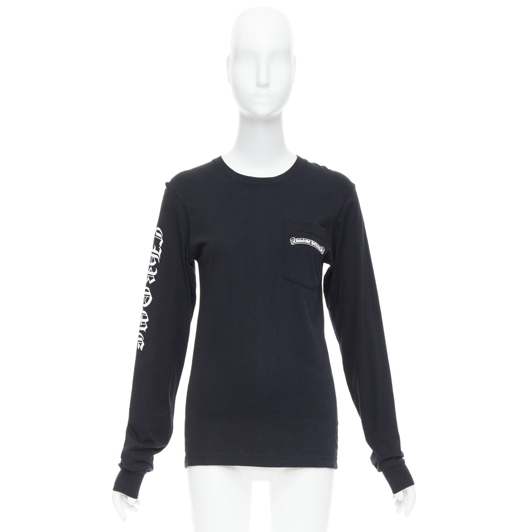 CHROME HEARTS black cotton white crosses logo long sleeve tshirt S
