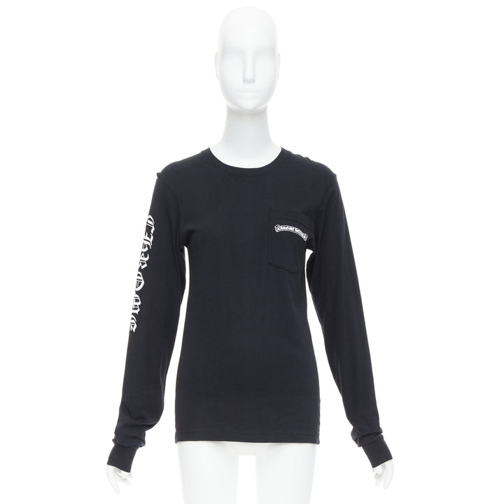 CHROME HEARTS black cotton white crosses logo long sleeve tshirt S