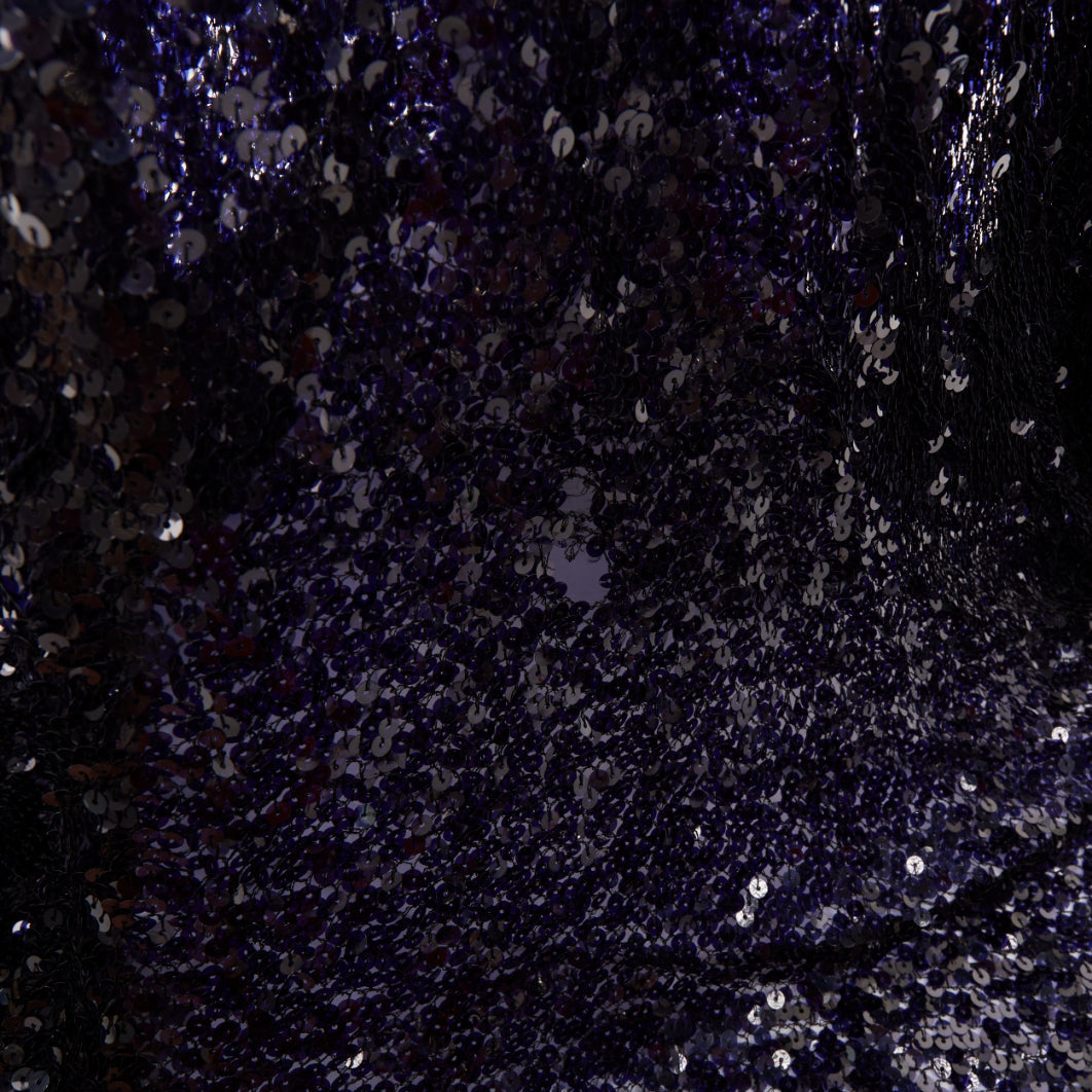 rare ALEXANDRE VAUTHIER navy sequinned gold crystal pave collar high slit gown