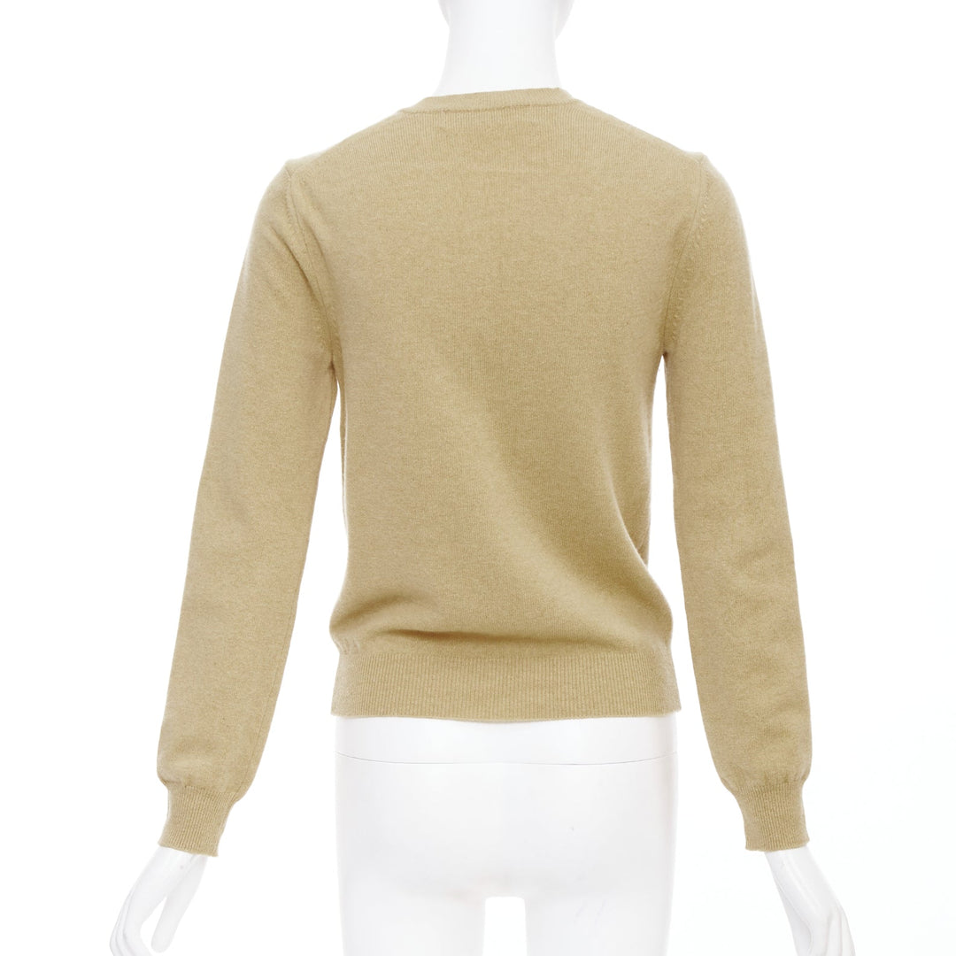 COMME DES GARCONS PLAY 2008 Blackwappen beige wool black heart cardigan S