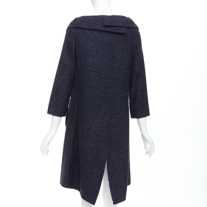 ROLAND MOURET navy cotton blend tweed collar structural coat UK12 L