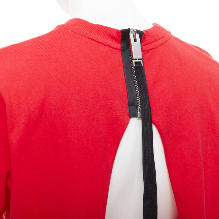 ALYX Love Chaos red cotton jewelry print open back zip tshirt S