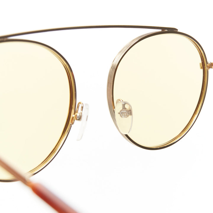 Female mannequin wearing Victoria Beckham Cati VBS137 V4 54 18 130 Gold Metal Women Sunglasses in Size  | Available at JHROP