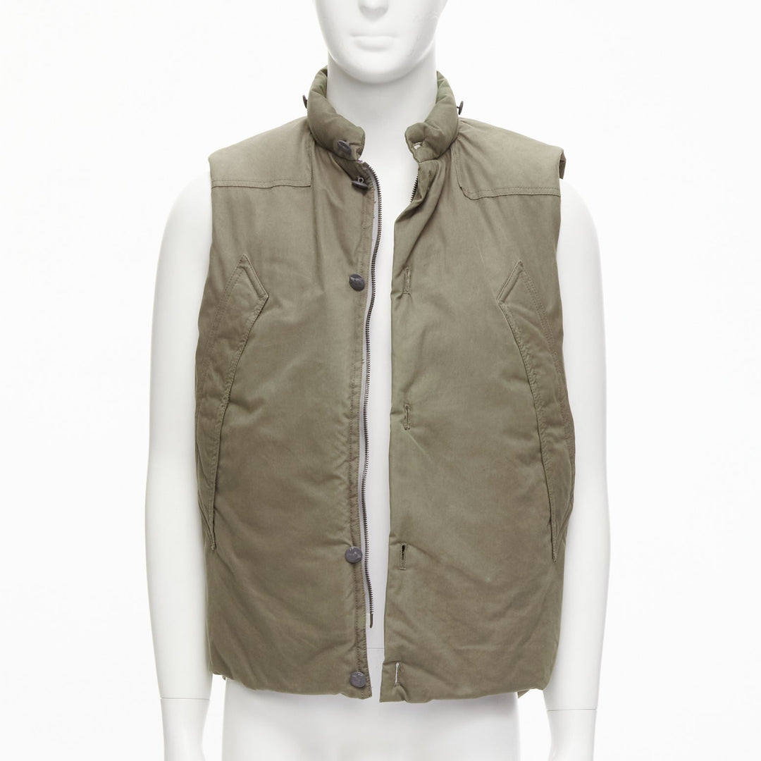 DER SAMMLER khaki weatherproof ventile cotton padded puffer vest jacket EU48 M