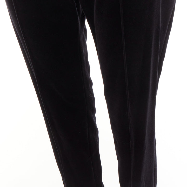 ALEXANDRE VAUTHIER black velvet high waisted front pleat tapered pants