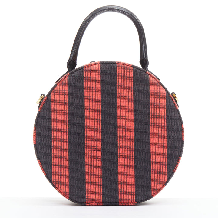 MANSUR GAVRIEL Circle black red striped fabric leather trim crossbody bag