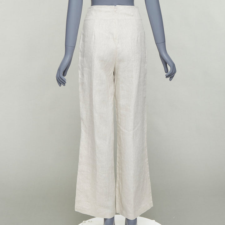 REFORMATION beige 100% linen camisole crop top wide pants set US2 S