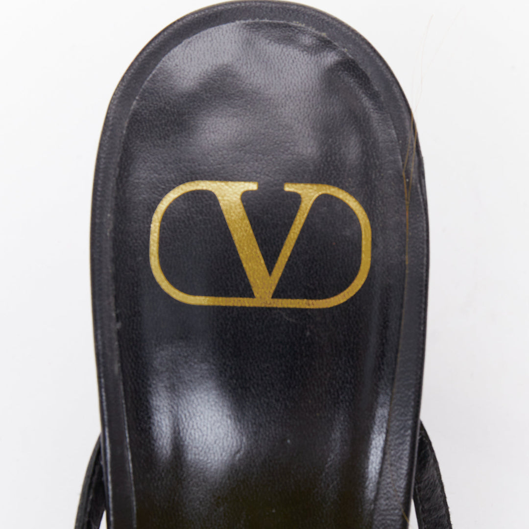 VALENTINO Rockstud black leather gold simple studs strappy sandals EU39