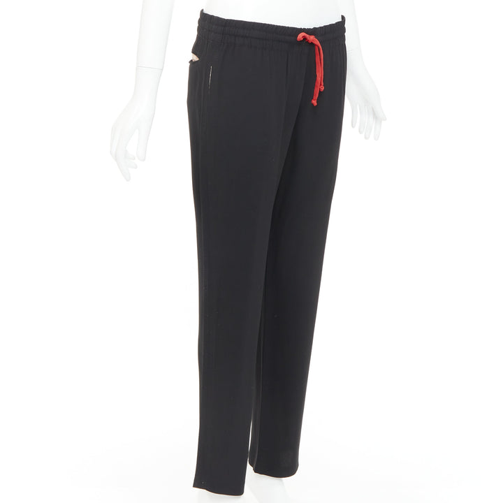 OLD CELINE Phoebe Philo black red drawstring nude facing cropped trousers FR36 S