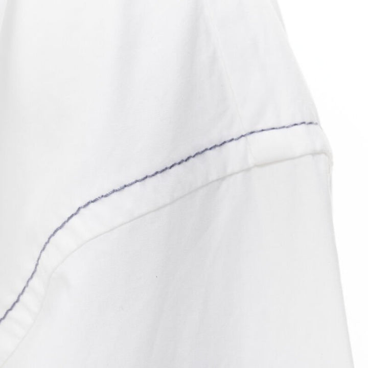 MARNI white cotton blue stitching deconstructed collar oversized shirt IT36 XS