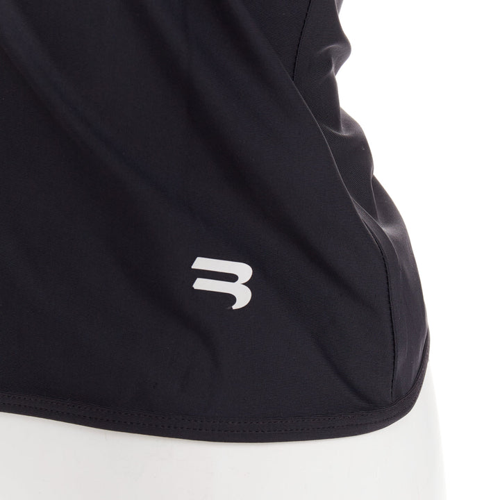 BALENCIAGA Demna 2022 black spandex white logo deconstructed top FR36 S