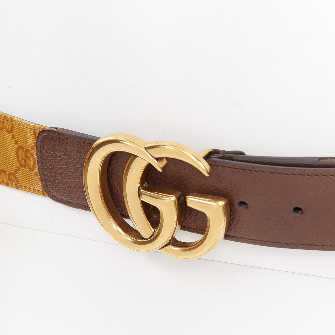 GUCCI ADIDAS 2022 GG Marmont brown coated canvas monogram white leather belt