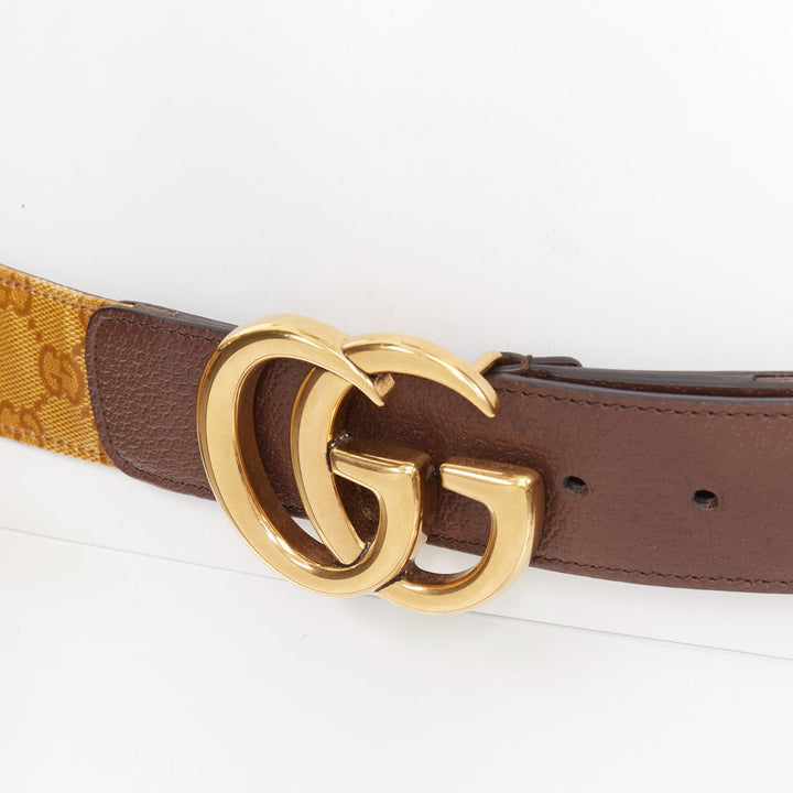 GUCCI ADIDAS 2022 GG Marmont brown coated canvas monogram white leather belt