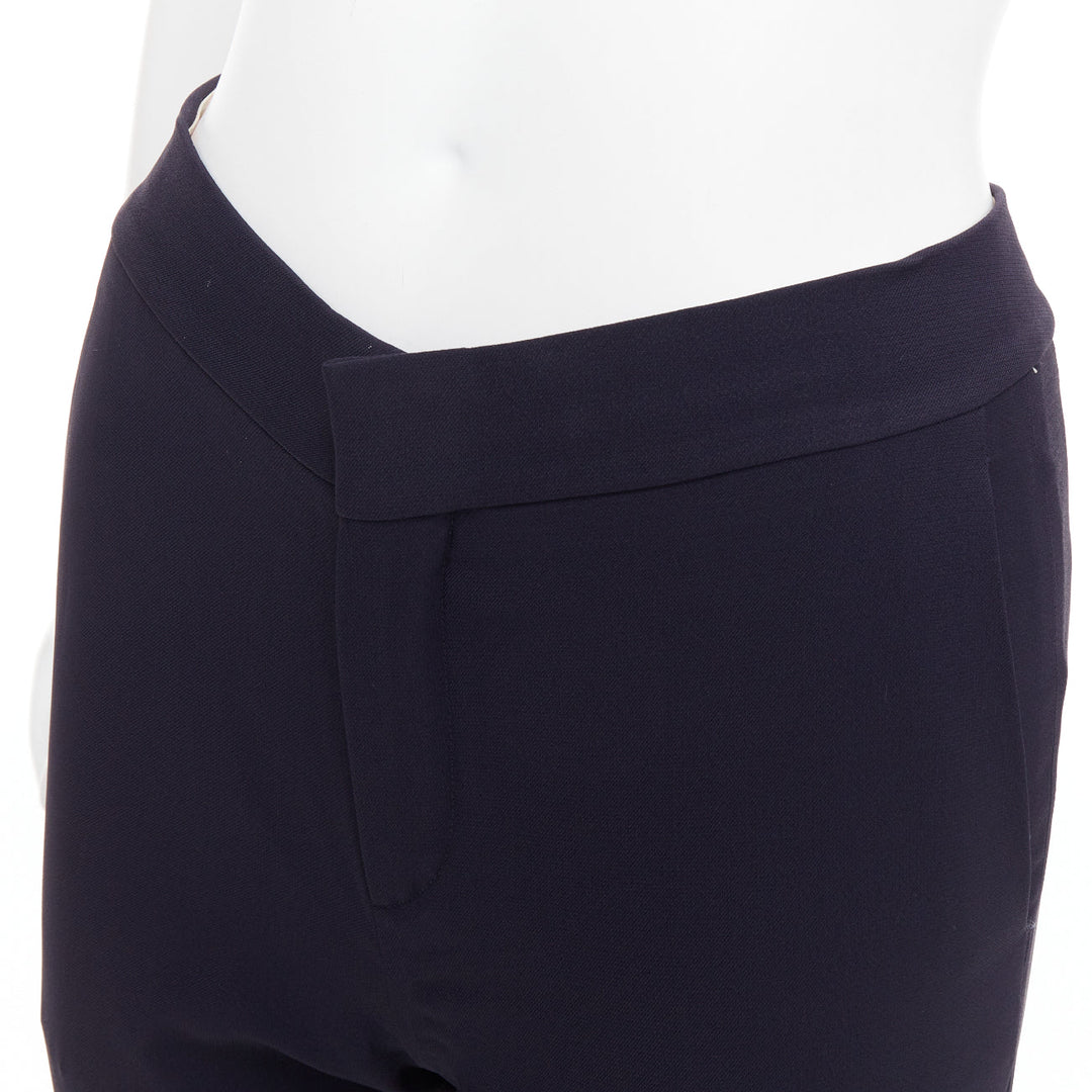 CHLOE navy concealed fly back darts tapered flare pants FR34 XS