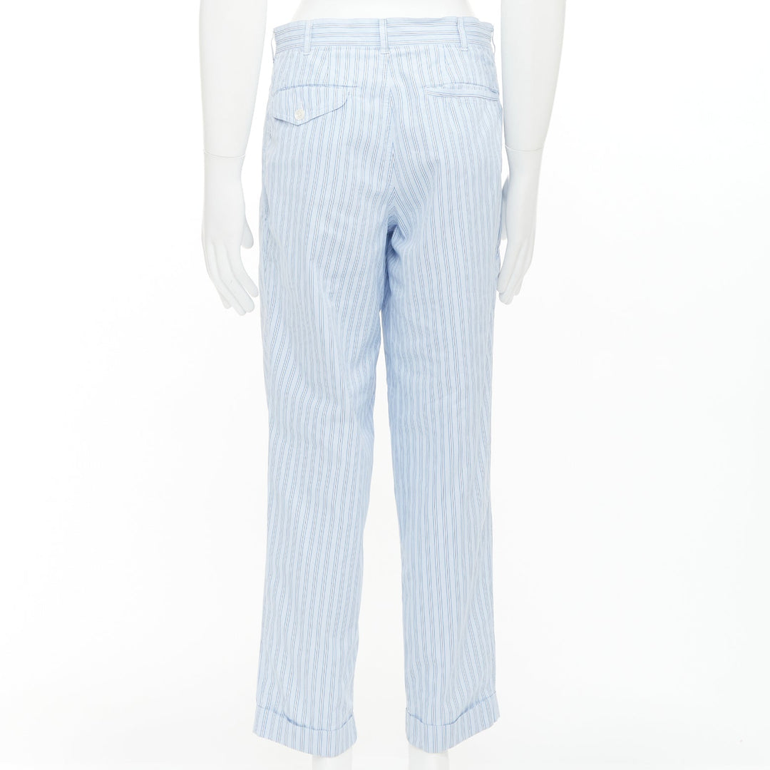 COMME DES GARCONS Shirt blue striped cotton poplin pajama style pants S