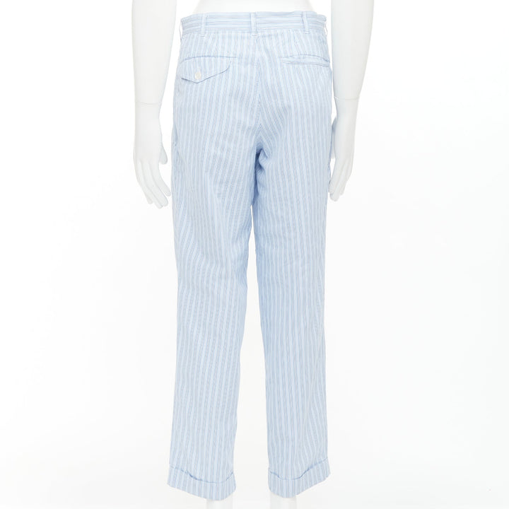 COMME DES GARCONS Shirt blue striped cotton poplin pajama style pants S