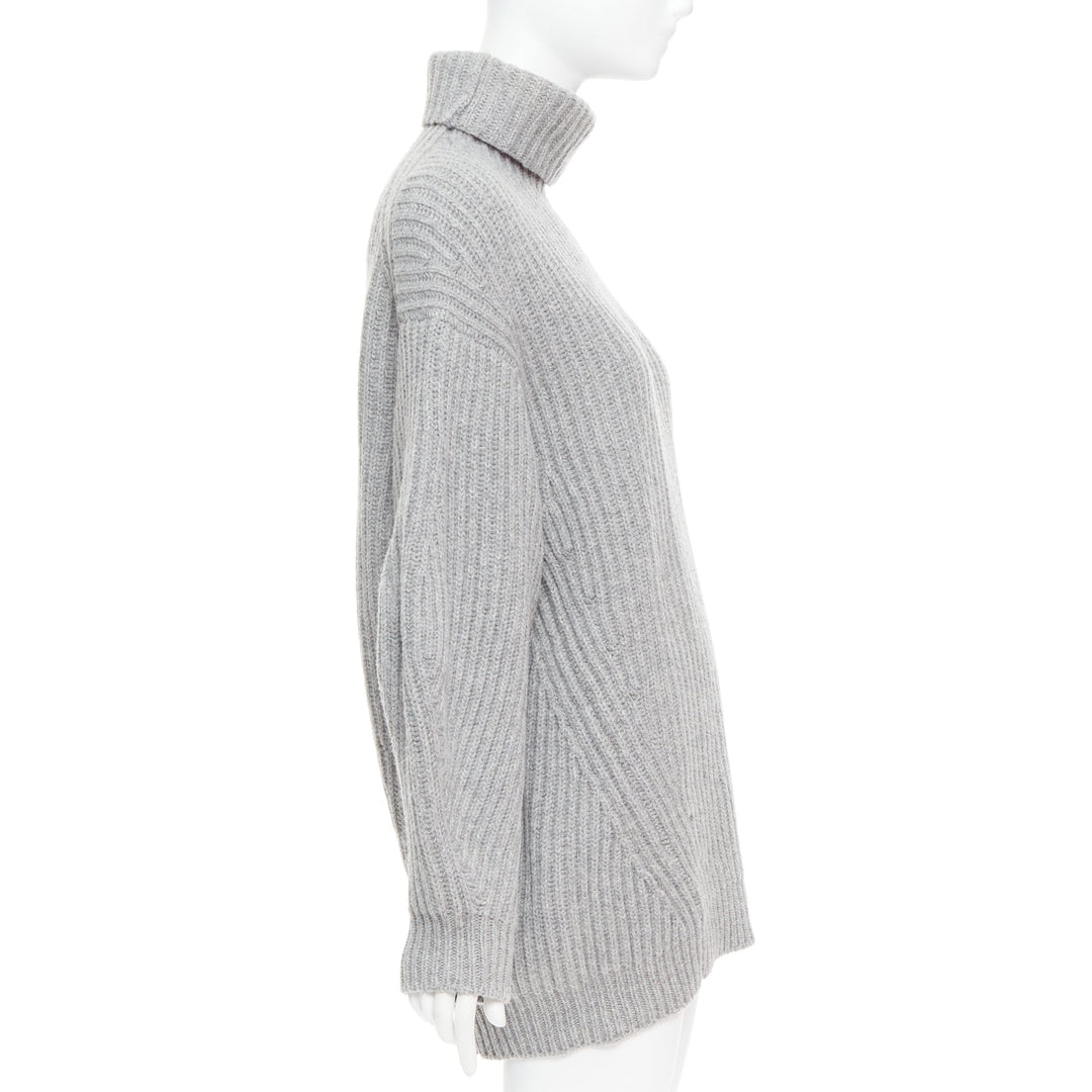 ACNE STUDIOS 2016 Isa grey wool chunky turtleneck ribbed sweater XS