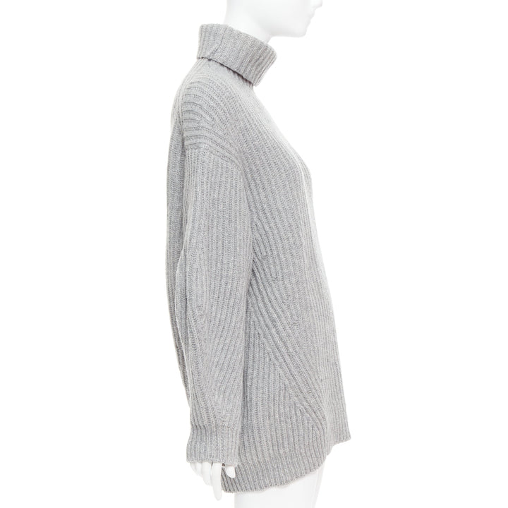 ACNE STUDIOS 2016 Isa grey wool chunky turtleneck ribbed sweater XS