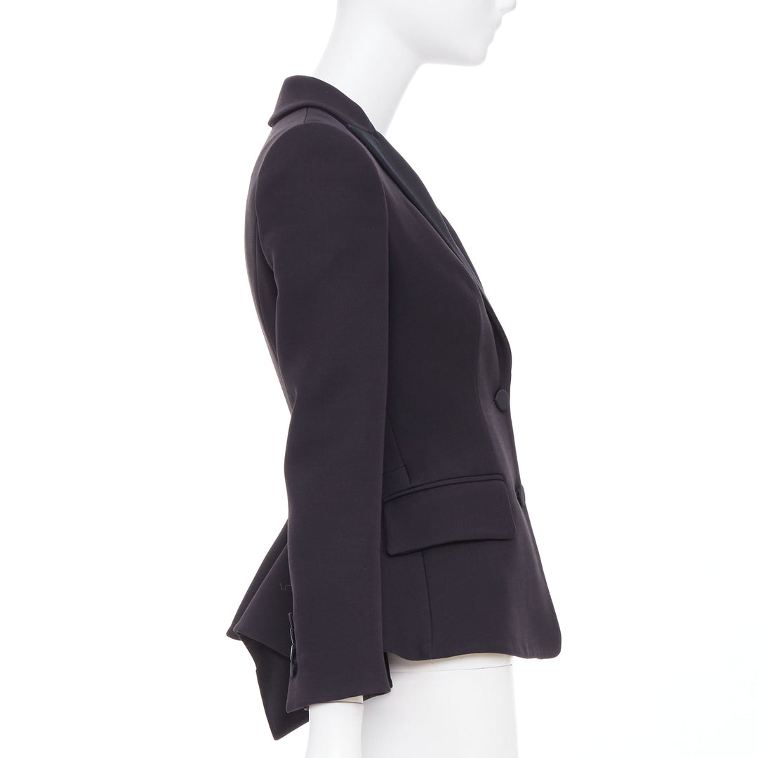 ALEXANDER MCQUEEN 2016 black wool silk sculpted peplum blazer jacket IT38 XS