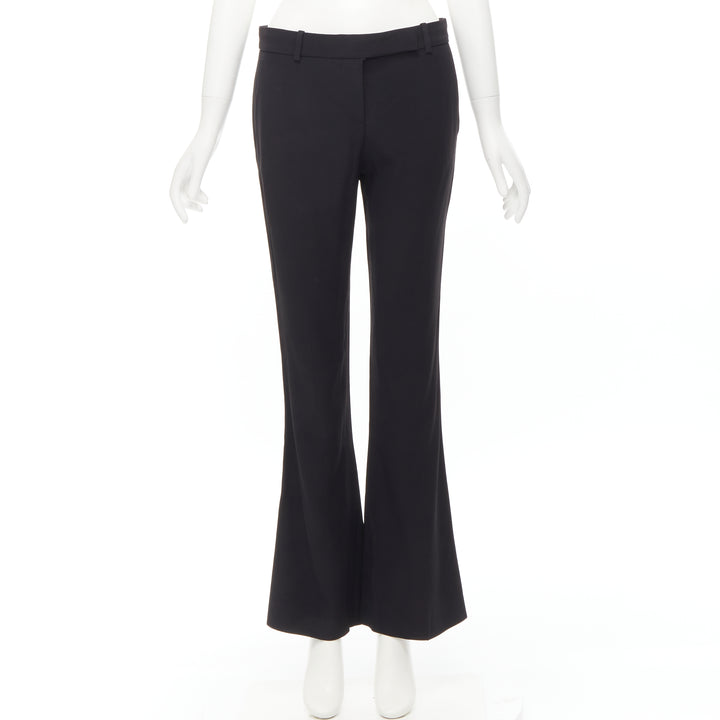 ALEXANDER MCQUEEN black acetate rayon bell flared crop trousers IT40 S