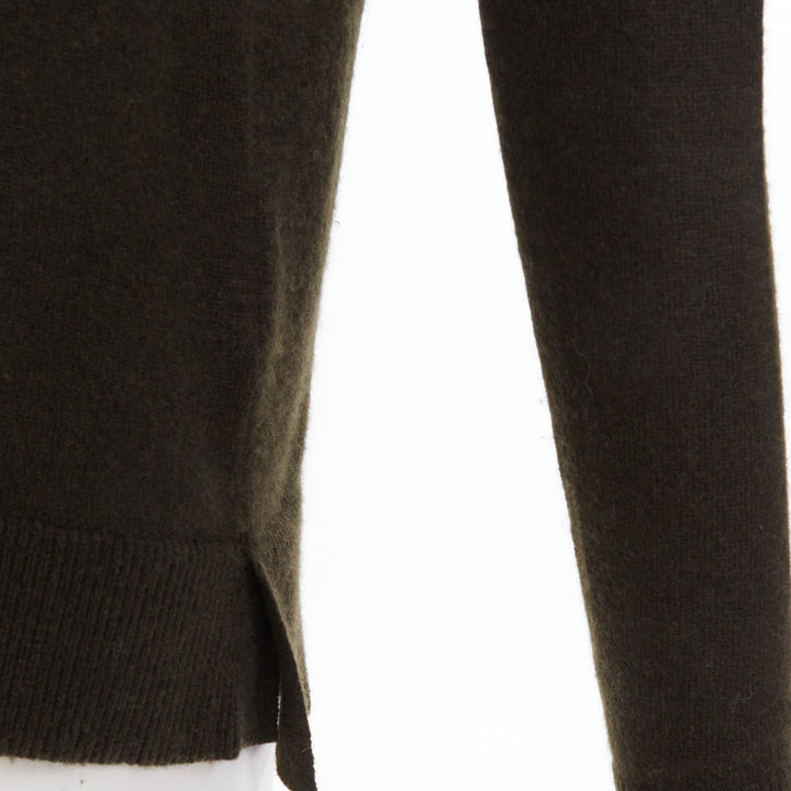 VINCE dark green cashmere rollneck side slit asymmetrical hem sweater XXS
