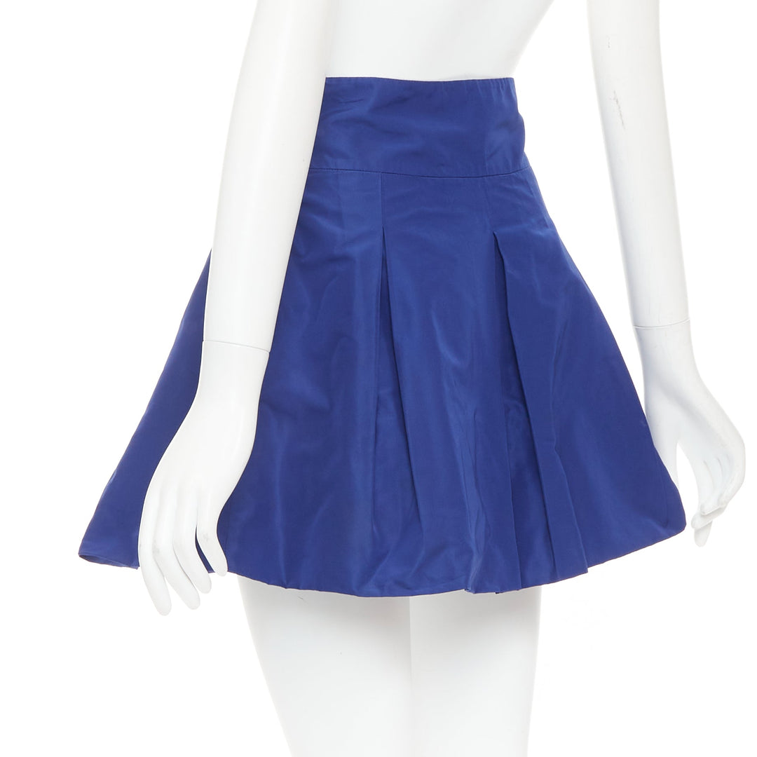 MIU MIU Vintage 2006 blue nylon box pleat A-line high waisted mini skirt IT38 XS