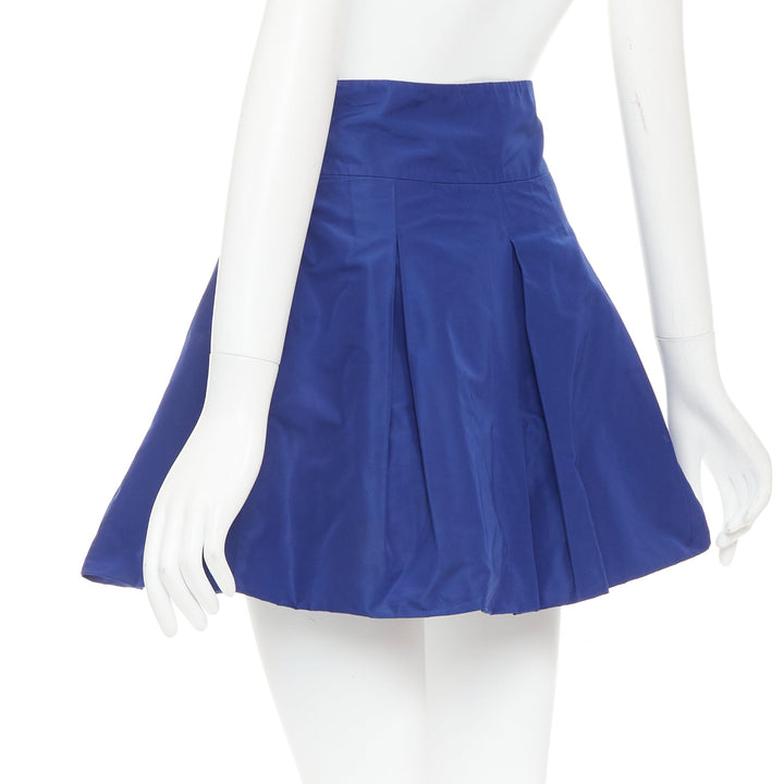 MIU MIU Vintage 2006 blue nylon box pleat A-line high waisted mini skirt IT38 XS