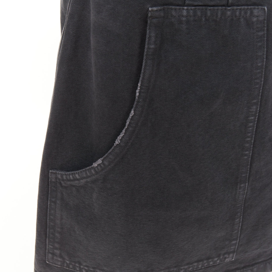 PRADA 2023 grey washed distressed  denim cargo pocket belted mini skirt IT38 XS