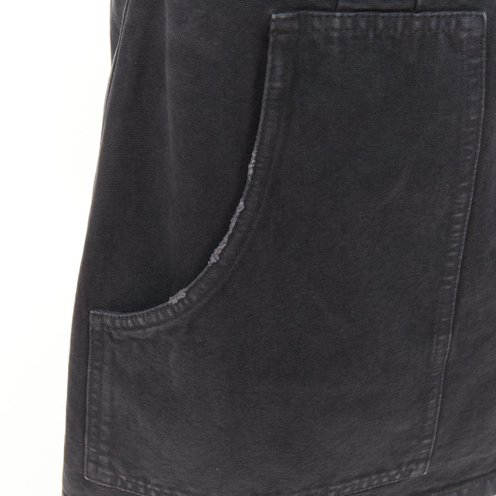 PRADA 2023 grey washed distressed  denim cargo pocket belted mini skirt IT38 XS