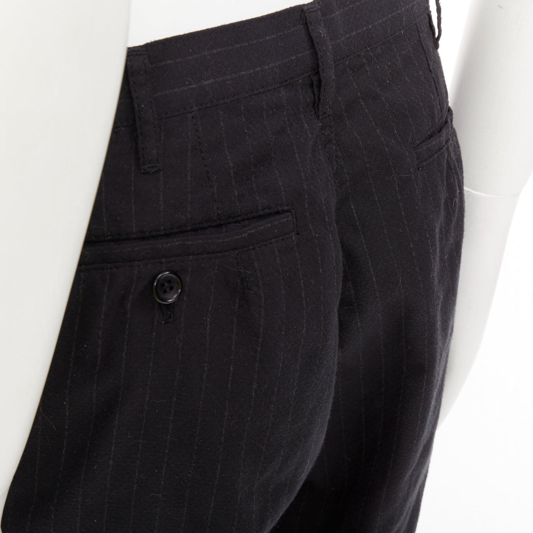 COMME DES GARCONS Homme Deux black wooly pinstripe cropped pants S